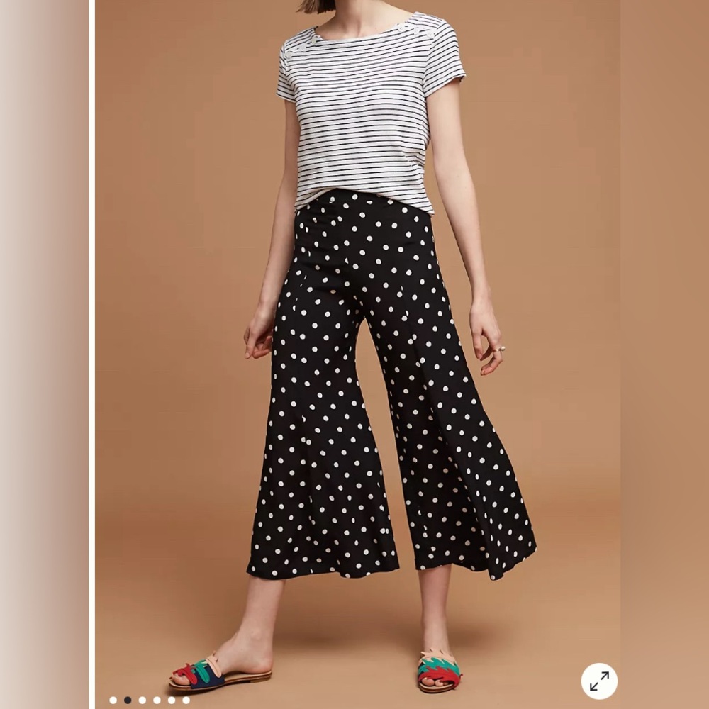 Maeve By Anthropologie Crop Polka Dot Wide Pants